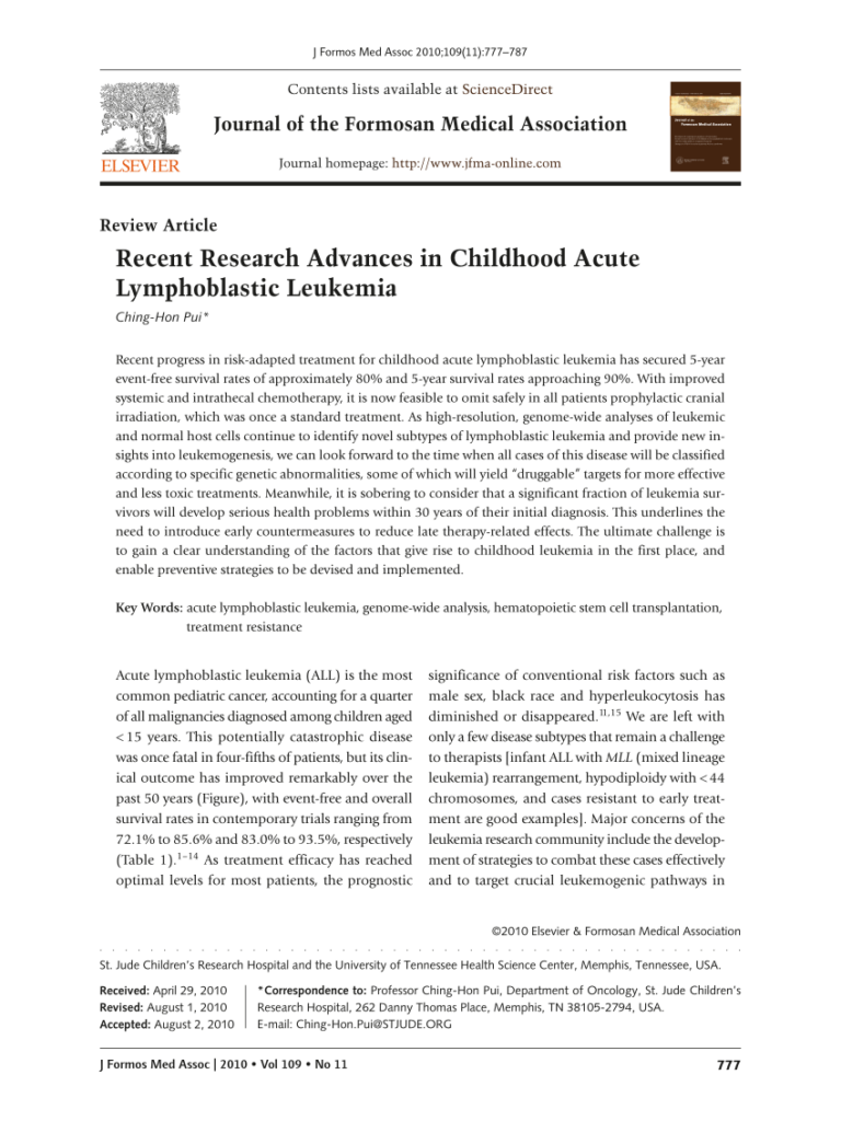 Advancements in Research for Acute Lymphoblastic Leukemia in Children