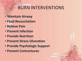 Important Nursing Considerations for Burns Important Nursing Considerations for Burns
