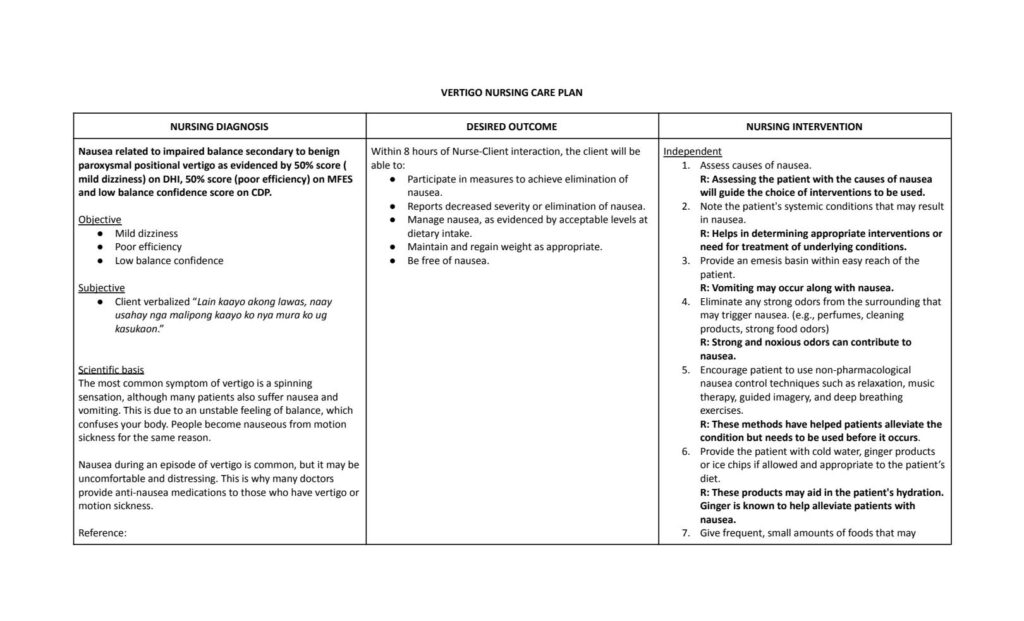 Important Nursing Considerations for Dizziness
