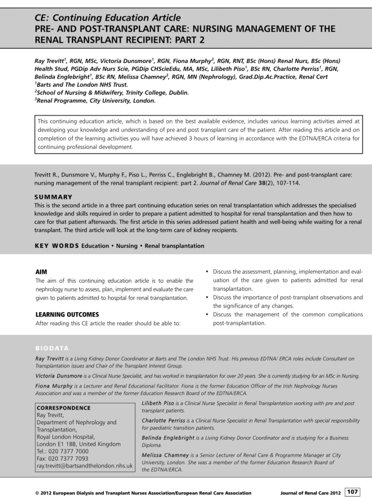 Important Nursing Considerations for Organ Transplants