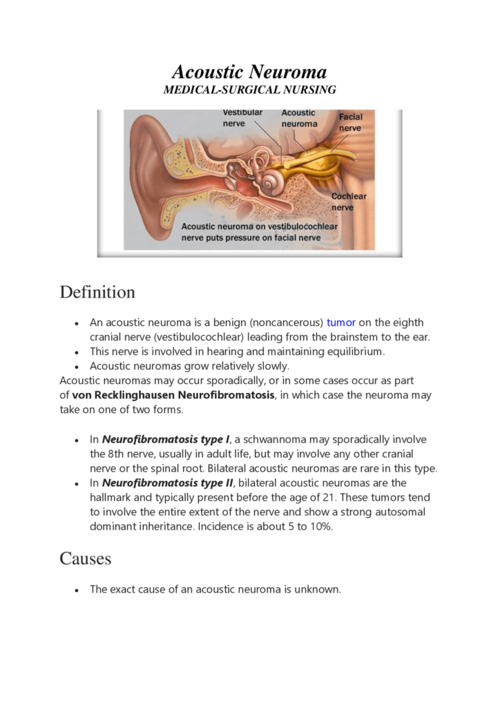 Nursing Considerations for Acoustic Neuroma