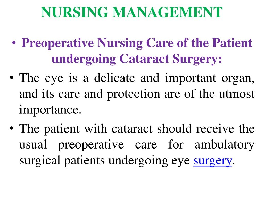 Nursing Considerations for Cataract Surgery