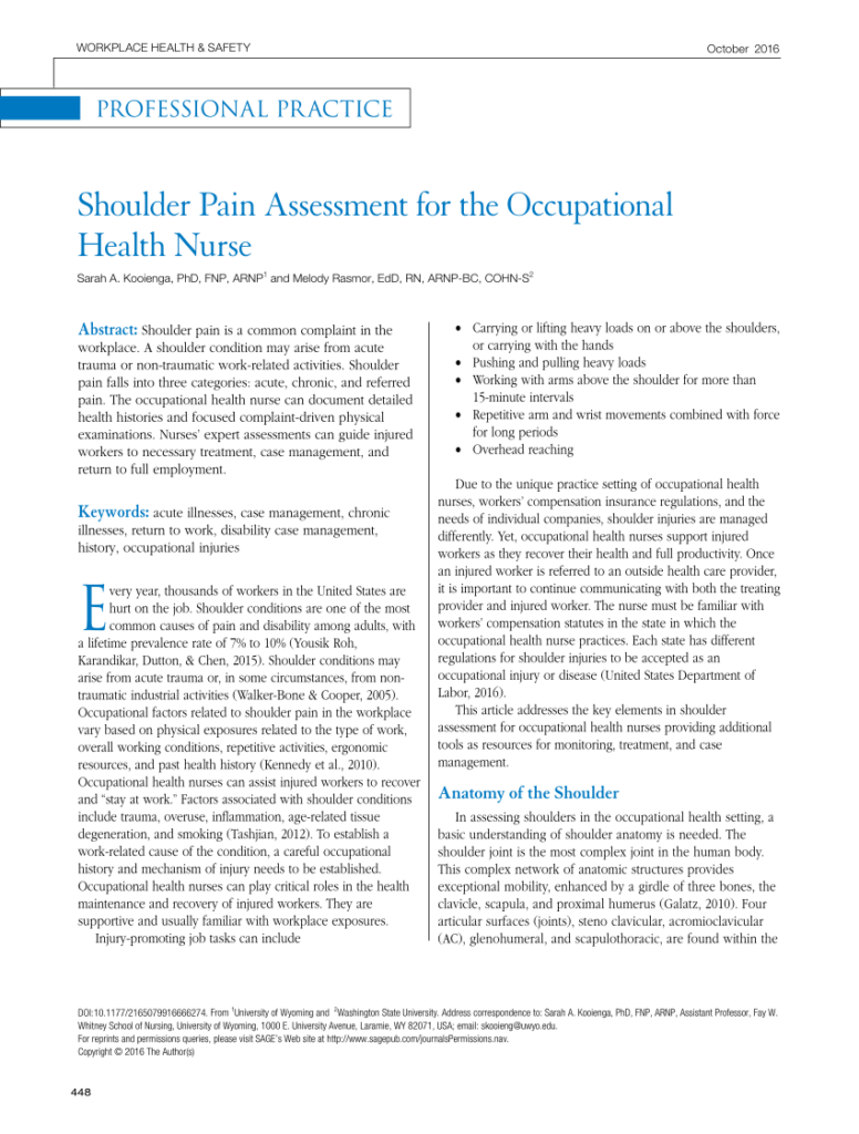 Nursing Considerations for Managing Shoulder Pain
