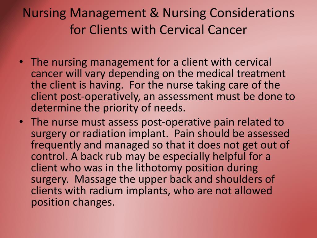 Nursing Considerations for Uterine-Cervical Cancer