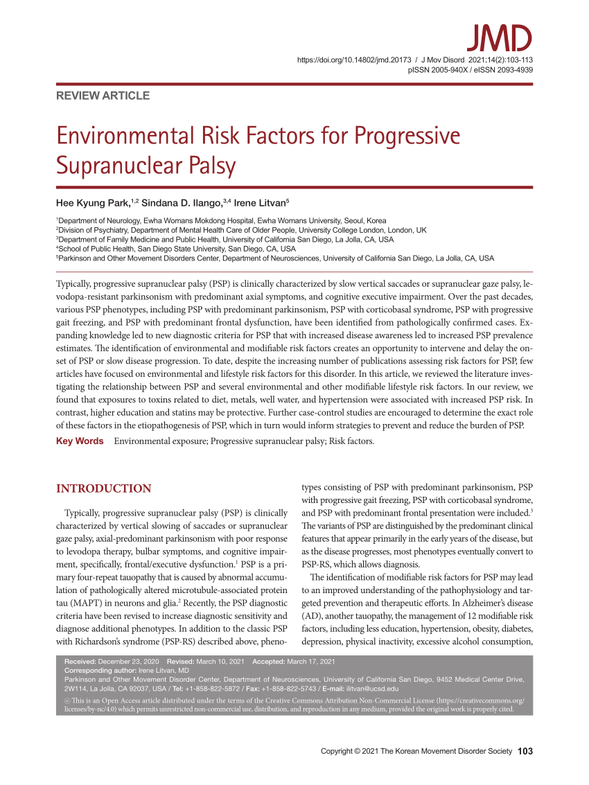 Risk Factors And Precautions For Progressive Supranuclear Palsy - Ask ...
