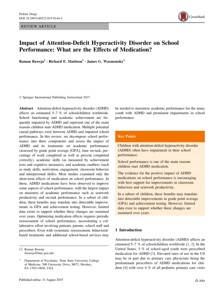 The Impact of ADHD on Academic Performance The Impact of ADHD on Academic Performance